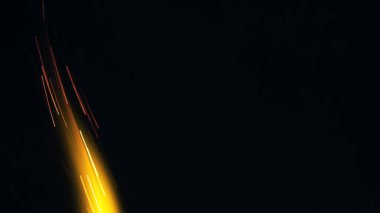 Şenlik ateşi kıvılcımlarının Macro fotoğrafı. Alevler patlar, patlamalar. Patlama mikro parlaklığı. Mini Havai fişekler. Kırmızı kamerada çekim hala siyah arkaplanda. Kıvılcım posteri, afiş, duvar kağıdı, doku.