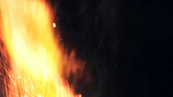 Macro Photo Des Étincelles Bonfire Flammes Feu Éclate Explosions Explosion — Photo
