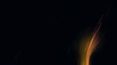 Şenlik ateşi kıvılcımlarının Macro fotoğrafı. Alevler patlar, patlamalar. Patlama mikro parlaklığı. Mini Havai fişekler. Kırmızı kamerada çekim hala siyah arkaplanda. Güzel sızıntılar kıvılcım saçar.