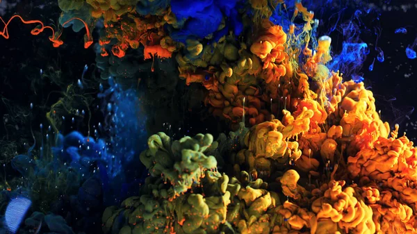Suyun Içindeki Renkli Mürekkebin Makro Fotoğraf Çekimi Güç Büyüsü Çok — Stok fotoğraf
