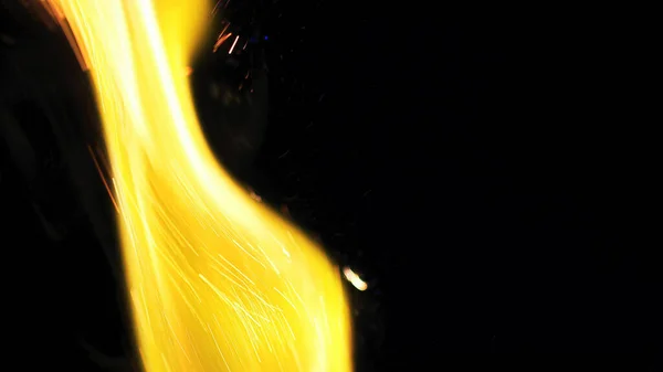 Şenlik Ateşi Kıvılcımlarının Macro Fotoğrafı Alevler Patlar Patlamalar Patlama Mikro — Stok fotoğraf
