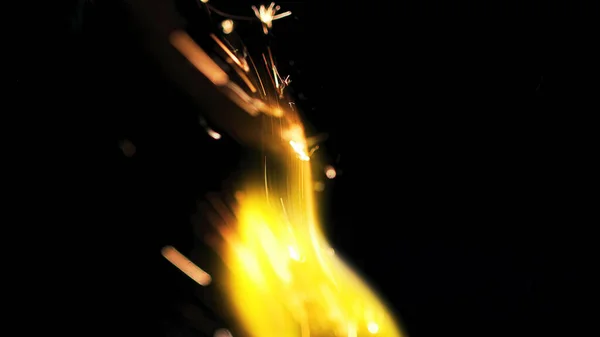 Macro Foto Chispas Hoguera Las Llamas Fuego Estallan Explosiones Micro — Foto de Stock