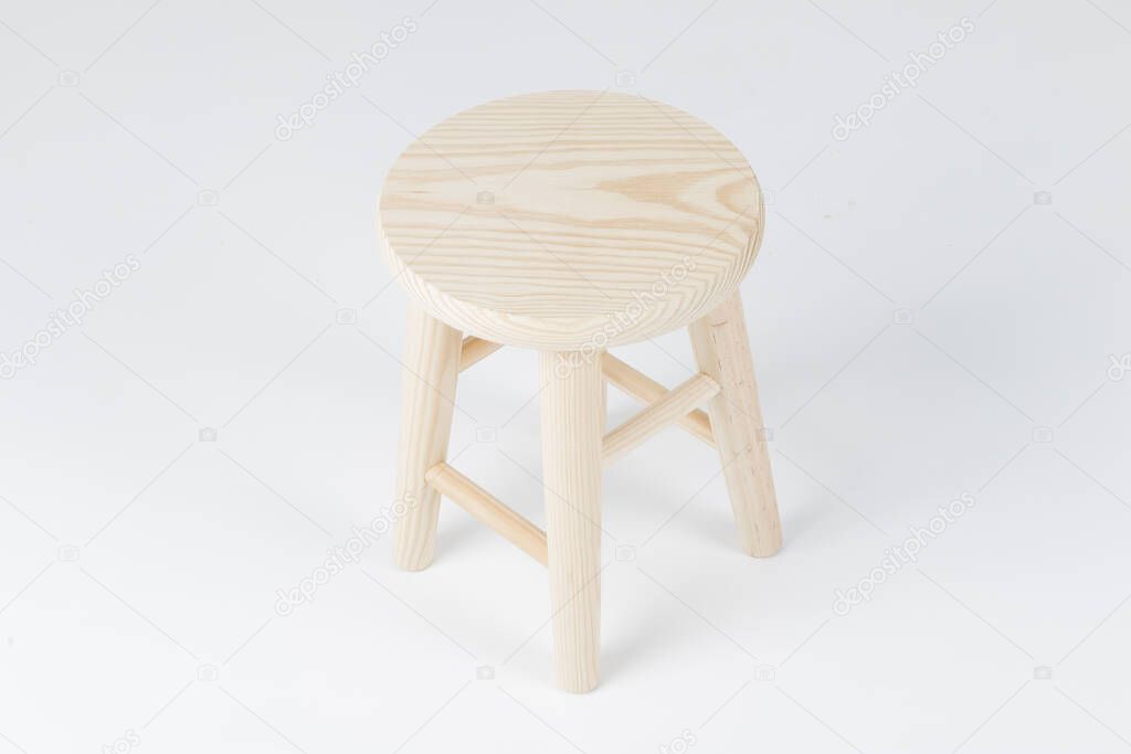 Traditional mini four legs wooden chair isolated on white