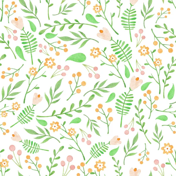 Suluboya çiçek desenli beyaz zemin üzerine ışık çiçekli