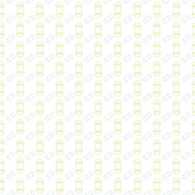 Anahat desenle beyaz arka plan üzerinde irili ufaklı kaykay