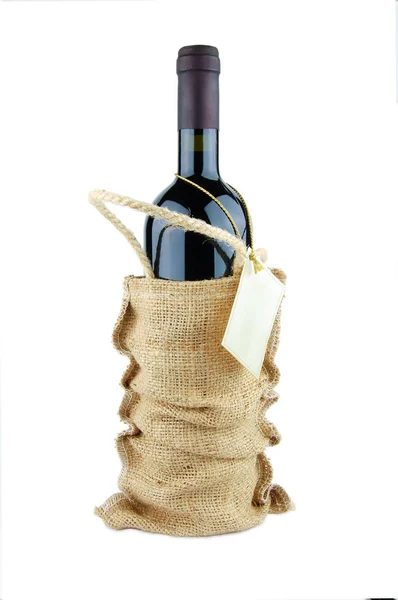 Weinflasche Beutel Isoliert Auf Weißem Hintergrund — Stockfoto