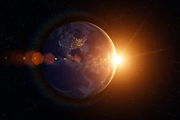 Erde, Sonne, Weltraum. Sonnenaufgang. — Stockfoto