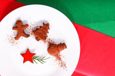 Tatil gıda kavramı ev yapımı çikolata kopya alanı ile Noel ve yılbaşı dekor şeklinde