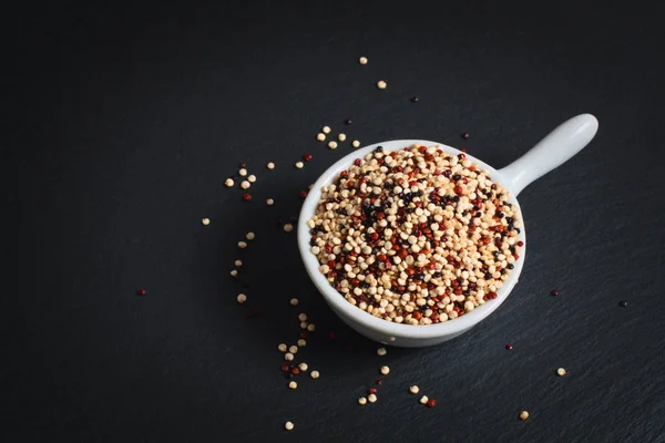 Healthy Food Concept Organic Raw Quinoa Grain Mix Colours White — Stock Photo, Image