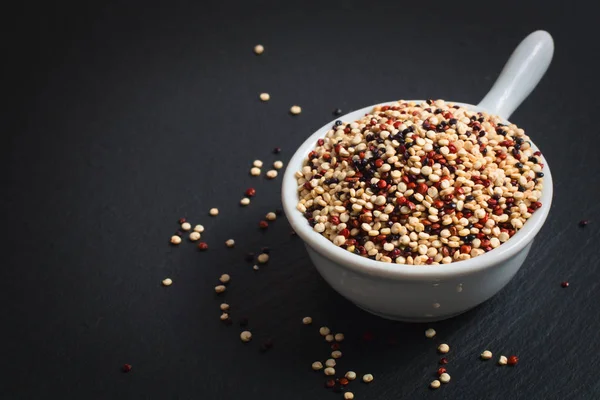 Healthy Food Concept Organic Raw Quinoa Grain Mix Colours White — Stock Photo, Image