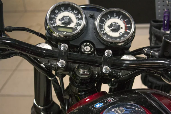 closeup view of a speedometer of a motor bike