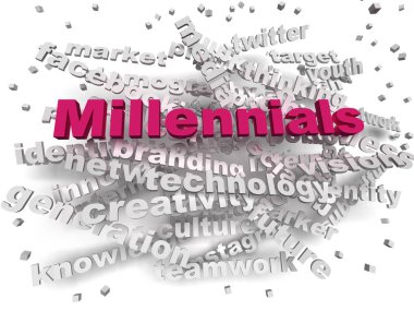 3D görüntü Millennials kelime bulutu kavramı