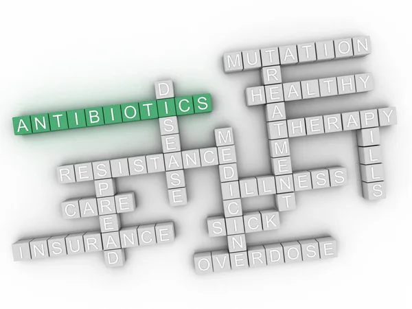 3D bild antibiotika frågor konceptet word cloud bakgrund — Stockfoto
