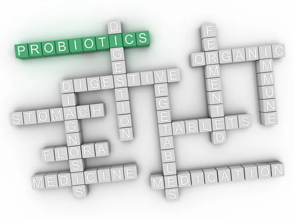 3D probiotica word cloud concept — Stockfoto