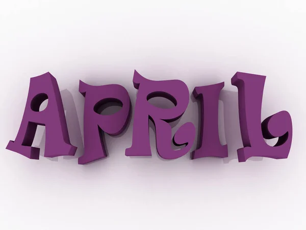 April-Schild mit Farbe. 3D-Papierillustration. — Stockfoto