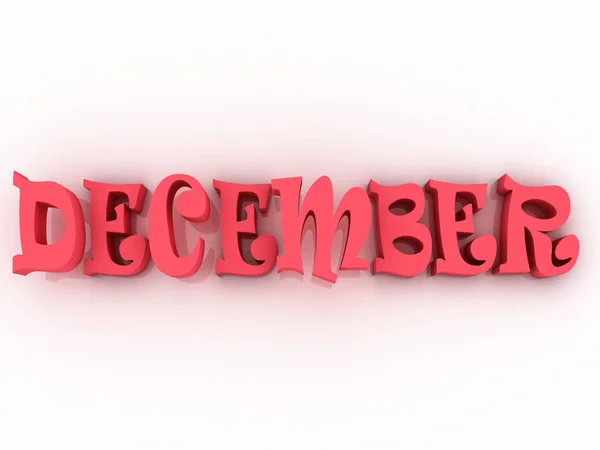 December sign with colour. 3d paper illustration. — Stock Photo, Image