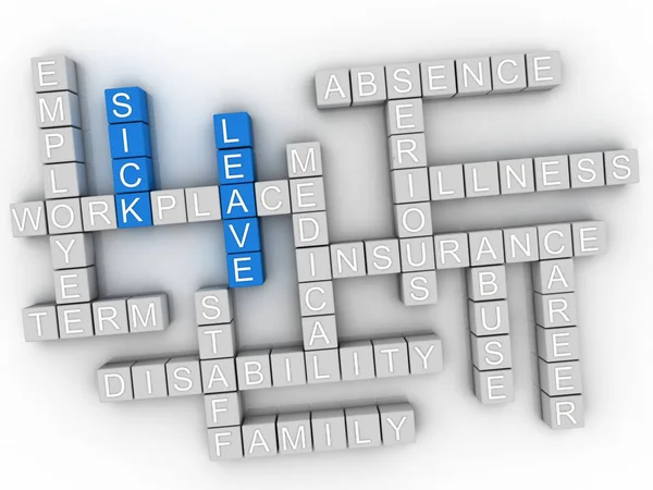 3d Sick leave, employment issues and concepts word cloud illustr — Stock Photo, Image