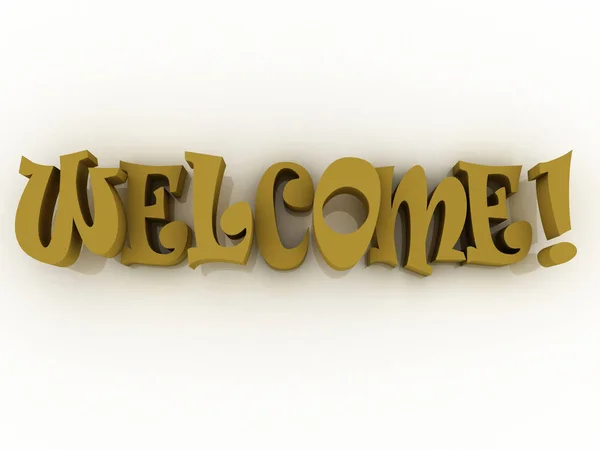 3d Welcome sign with colour. Welcome poster illustration. — Stock Photo, Image