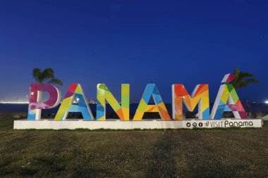 PANAMA CITY, PANAMA - JANUARY 1st, 2017: When the Panama sign wa clipart