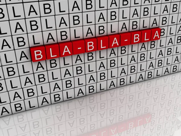 3D-Illustration mit Wortwolke über bla bla bla. Gespräch über eine — Stockfoto