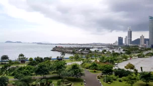 Панорама Центра Панамы Залив Панамы — стоковое видео