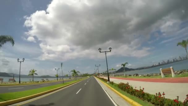 Pov Van Causeway Islas Calzada Amador Zijn Kleine Eilanden Van — Stockvideo