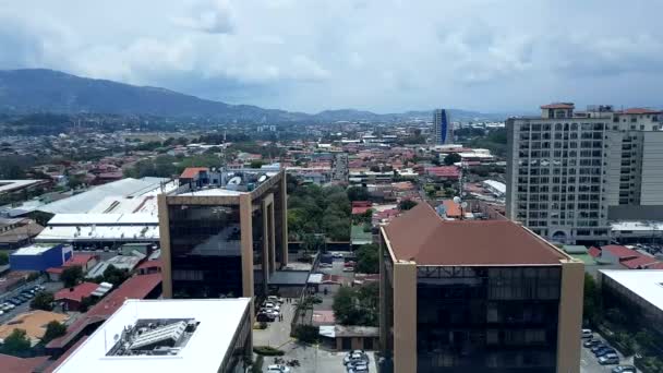 Costa Rica San Jose Huvudstad Street Downtown Med Berg Ryggen — Stockvideo