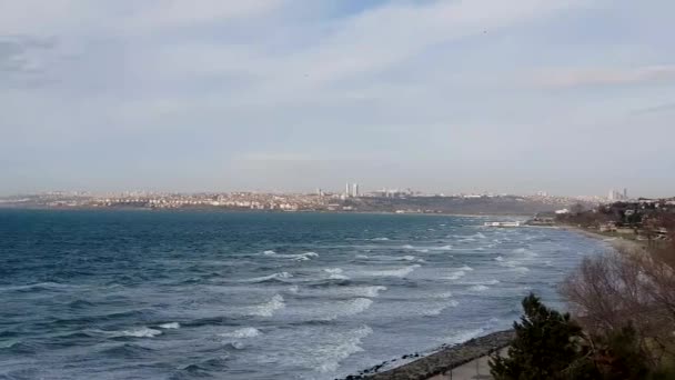 Wunderschöne Stadt Florya Der Nähe Des Öffentlichen Meeres Istanbul Türkei — Stockvideo