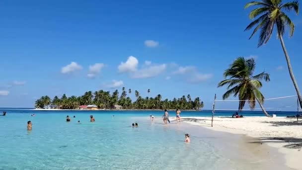 San Blas Guna Yala Panama Feb Turista Nadando Bela Ilha — Vídeo de Stock