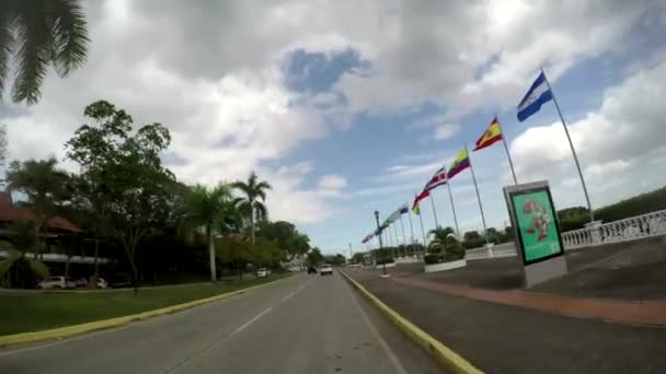 Panama Jan Amerika Naties Vlaggen Tegen Hemel Panama City Panama — Stockvideo