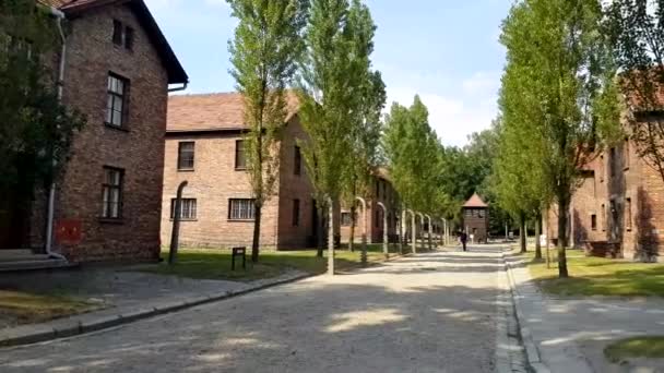 Oswiecim 7月6日 集中营奥斯维辛集中营在 Oswiecim 波兰在2017年7月 约有130万人被送往难民营 其中至少110万名死亡 被杀害的是犹太人 — 图库视频影像