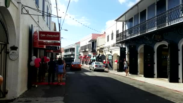 Charlotte Amalie Thomas Feb Main Street Thomas Feb 2017 Pittoreska — Stockvideo