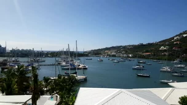 Oyster Pond Pittoresco Porto Turistico Tra Lato Olandese Francese Situato — Video Stock