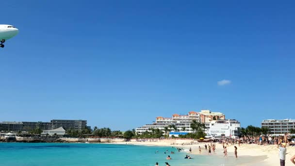 Maho Plaj Maarten Şubat Şubat 2017 Maho Sahil Boyunca Açılış — Stok video