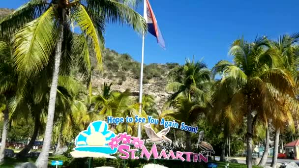 Saint Maarten Şubat 2017 Zaman Maarten Işareti Maarten Yolculukları Limanda — Stok video