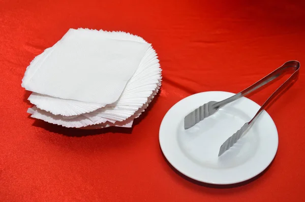 White Tissues Red Table — Stock Photo, Image