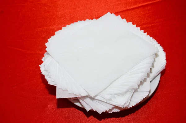 White Tissues Red Table — Stock Photo, Image