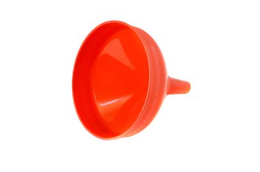 kırmızı plastik huni izole üzerinde beyaz backgrond