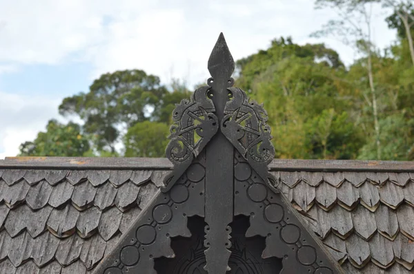 Borneo Traditionele Tribale Gravures Het Dak Van Gebouwen — Stockfoto