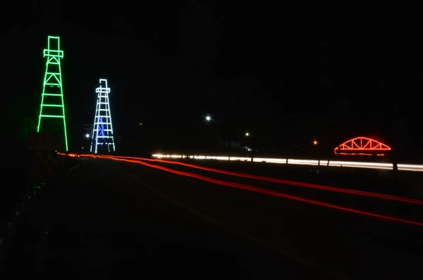 Atmosfera Della Notte Sulla Città Tarakan Con Vecchia Torre Dell — Foto Stock