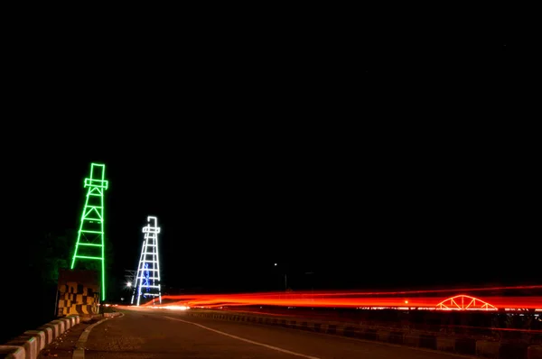 Atmosfera Della Notte Sulla Città Tarakan Con Vecchia Torre Dell — Foto Stock