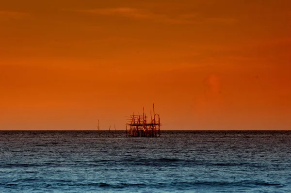 Trappola Pescatori Sulla Spiaggia Tanjung Batu Tarakan Indonesia — Foto Stock