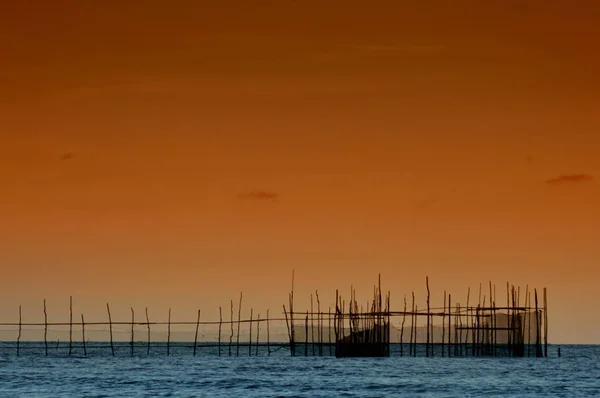 Fisherman Trap Tanjung Batu Beach Tarakan Indonesia — Stock Photo, Image