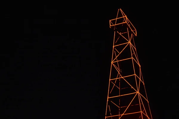 Стара Нафтова Вежа Лампочкою Ніч Тарамерії — стокове фото