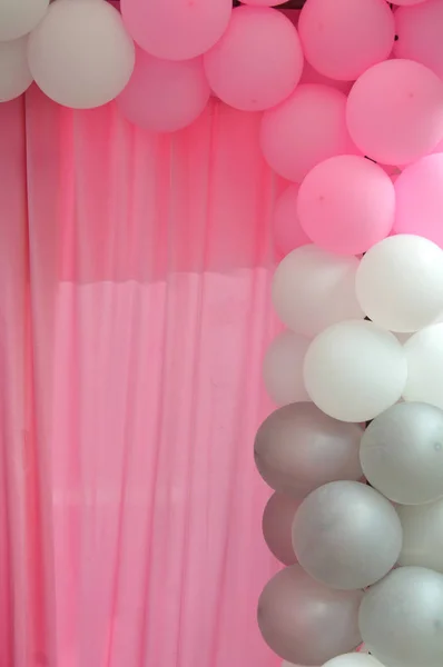 Balony Ramki Tle Puste Różowy Kurtyny — Zdjęcie stockowe