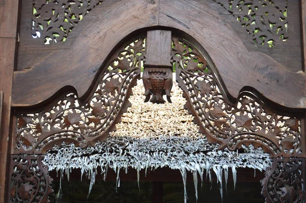 Traditionele Jepara Snijwerk Versieringen Het Hout — Stockfoto