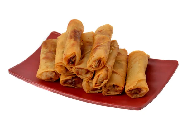 Lumpia Semarang Spring Rolls Contenant Des Pousses Bambou Poulet Sur — Photo