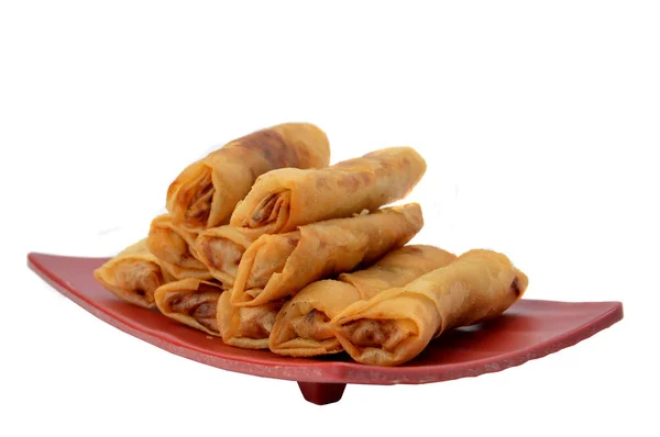 Lumpia Semarang Spring Rolls Contenant Des Pousses Bambou Poulet Sur — Photo