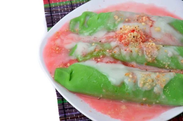 Pisang Ijo Ice Green Banana Ice Tradisonal Snack Foods Ethnic — Photo