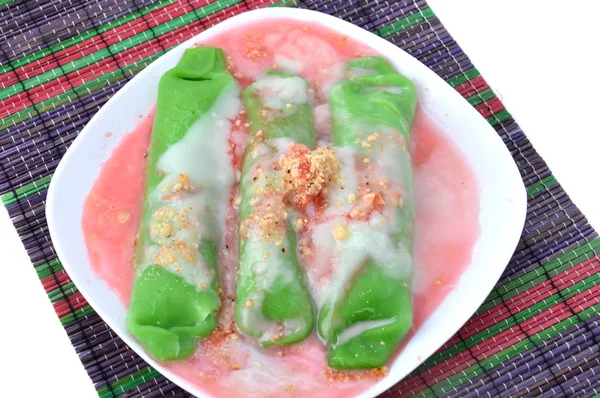 Pisang Ijo Ice Green Banana Ice Tradisonal Snack Foods Ethnic — Photo